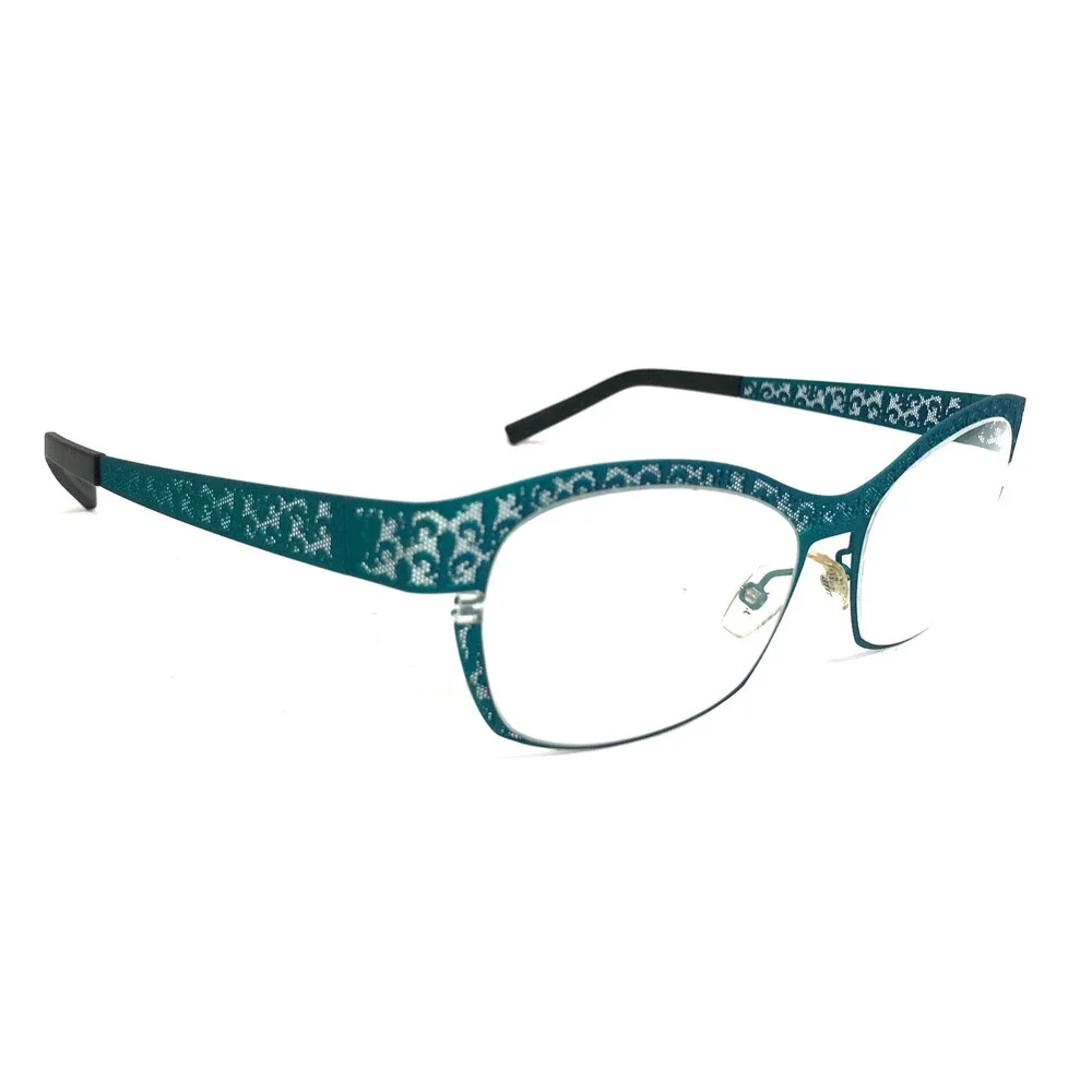 J.F. Rey Eyeglasses Frames JF2559 2222 Blue Turquoise Fleur De Lis 53-16-132